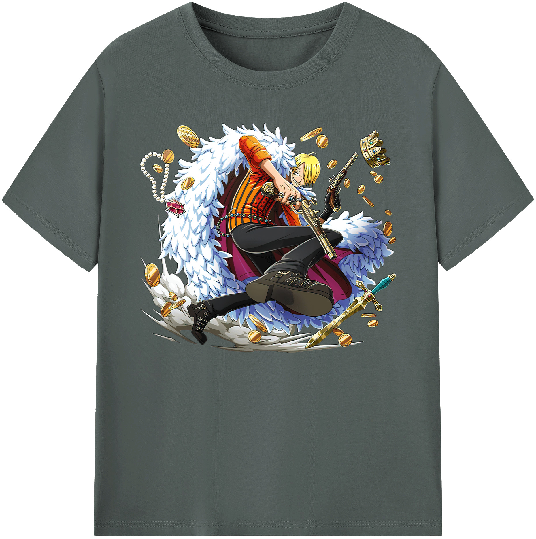 （画像用） ワンピース サンジ ONE PIECE Sanji 綿100％ メンズ半袖Tシャツ｜肌触りやわらか＆通気性